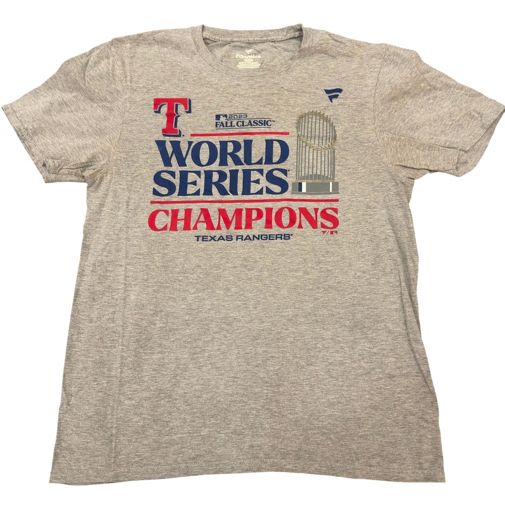 Fanatics Texas Rangers 2023 World Series Champions T-Shirt Gray Mens Medium MLB